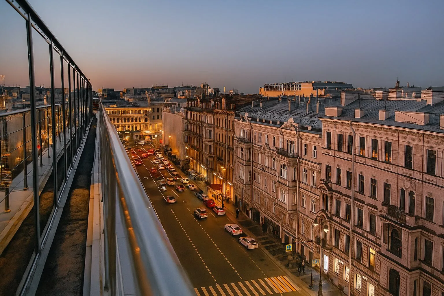 Вечерний Петербург с крыши ресторана